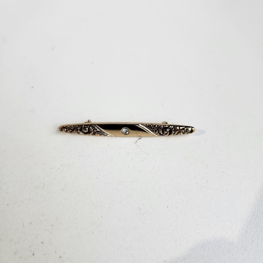 Avon Gold and Silver Brooch with Crystal Accent
